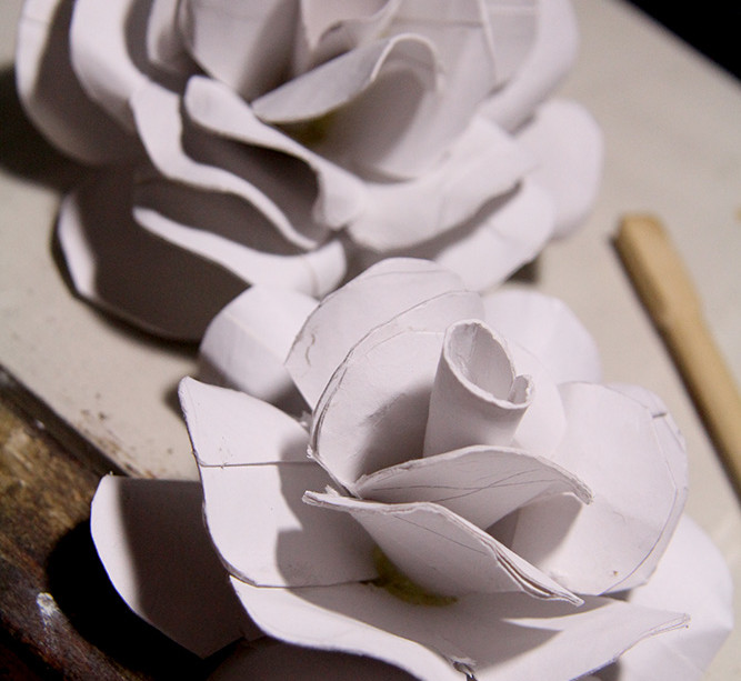 uncolored paper rose upcycled tissue rolls