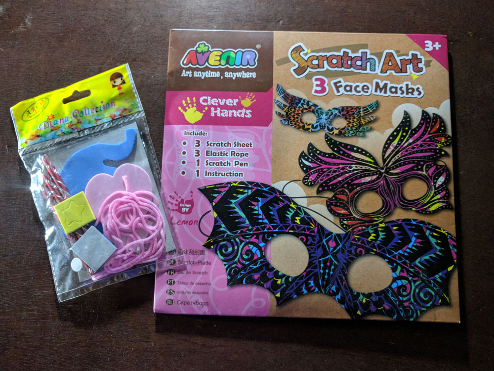craft for kids scratch mask and wind chimes